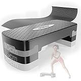 Physionics® Aerobic Steppbrett - 3 Stufen (10/15/20 cm), höhenverstellbar, Anti-Rutsch Gummibezug,...