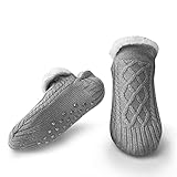 Litthing Kuschelsocken Strick Bodensocken Warme Wintersocken, Bestickte Stoppersocken Rutschsichere...