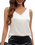 Yuson Girl Damen Satin Tank Top Sommer Strap Basic Cami Lässige Weste V-Ausschnitt Blusentop...