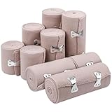 Teokantz 9 Stück Elastische Bandage, Kompressionsbinden Elastischer Verband mit Metallclips,...