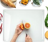 Kitchenville Glasschneidebrett 50×40 cm – Hygienisches Schneidebrett aus gehärtetem Glas –...