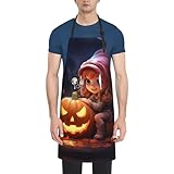 HVTTIOR Halloween-Küchenschürze mit niedlichem Kürbisdruck, wasserdicht, 71,1 x 83,8 cm, für...