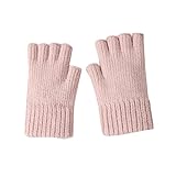 Halbfinger-Handschuhe für Damen, Herbst und Winter, verdickte, warme und kalte Strickhandschuhe mit...