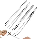 KAIYAYA 4 Stück Aquarium Pinzetten Set, Pinzette Lang 27 cm mit Gummispitze, Gerade und Gebogene...