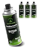 CAMPLORA 4x 227g Butan Gaskartuschen mit MSF-1a Ventil für Grill, Campingkocher, Gasheizung,...