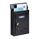 Relaxdays Briefkasten mit Namensschild Metall mit 2 Schlüsseln Postkasten schmal HxBxT: 26 5 x 19 x...