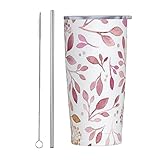 Isolierte Reise-Kaffeetasse, 550 ml, Edelstahl, Zitronen-Muster, Reisebecher mit auslaufsicherem...
