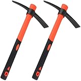 SYUTBOU 2 Stück 38 x 23cm Rot Spitzhacke, Kreuzhacke Klein mit Stiel, Gartenhacke für Gartenm,...