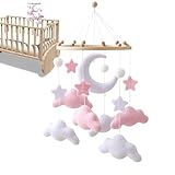 Babybett-Mobile – Rosafarbener Filz-Mond-Stern-Wolke-Windspiel-Mobile Für Kinderbett Und...