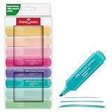 FABER-CASTELL 254658 - Textmarker Set 46, 8 Pastell Textmarker mit langlebiger Keilspitze,...