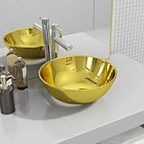 Waschbecken Rund, Waschschale ohne Hahnloch und ohne Überlauf, Waschtisch für Badezimmer &...