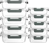 MCIRCO Glas-Frischhaltedosen Set, 20 Teile (10 Behälter, 10 Deckel), Spülmaschinenfest,...