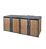Mülltonnenbox 4er bis 240L 264x80x116,3 cm aus Stahl in Eichenoptik ML-Design