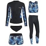 RWHXN Damen Neoprenanzug, 5 Teiliges Set UV-Schutz Surfanzug, Langarm Sommer Sportlicher Elastischer...