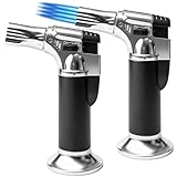 2 Stück Flambierbrenner Küche Nachfüllbar, Einstellbarer Küchenbrenner mit Sicherheitsschloss,...