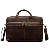 ROEUIPG 17,3' Business-Handtasche aus echtem Leder, Laptop-Tragetasche, große Kapazität,...
