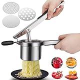 Kartoffelpresse Edelstahl,Gemüse Kartoffelpüree Kartoffelstampfer mit 3 Austauschbare...