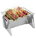 dellyy Klappgrill Edelstahl, Grill Portable, Mini Grill, Camping Grill, Reisegrill Geeignet für...