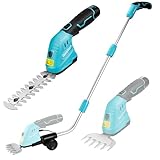 DURATECH 12V Akku Heckenschere mit Teleskopstiel, 2-in-1 Gartenschere Akku mit 2Ah Akkupack &...