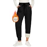 CAMPSNAIL Warme Jogginghose Damen Gefütterte mit 2 Taschen Kordelzug Winter Fleece High Waist Lange...