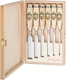 KIRSCHEN Werkzeuge 6-teiliger Stechbeitelsatz mit Weißbuchenheft im Holzkasten bestehend aus...