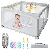 Growithu Laufstall Baby Faltbar 127x127cm: Laufgitter für drinnen & draußen - Baby Playpen mit...