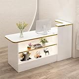 LED Rezeption Schreibtisch Kasse Sekretär Schreibtisch mit Kabelmanagement Computerschrank Moderne...