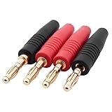 Uikdjgu 4pcs 4mm B7 24 Karat Vergoldet Musical Lautsprecherkabel Draht Pin Bananenstecker