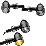 ToXx LED Motorrad Mini Blinker Bullet schwarz universal für 12V e-geprüft für vorn + hinten...