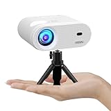 Mini Beamer mit Stativ, VISSPL 18000 Lux Beamer Klein unterstützt Full HD 1080P, 50% Zoom, ±15°...