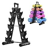 HANDSONIC 5-Etagen Hantelständer aus Metall, A-Rahmen Design mit Griff, Platzsparendes Fitness-Rack...