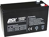 DSK 10363 - Versiegelte wiederaufladbare AGM-Bleibatterie 12V mit 9Ah. Ideal für Auto- und...