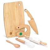 LETTO & TAILOR Hölzernes Kindermesser und Kinderbackset für echtes Kochen, 6 PCS Kleinkind...
