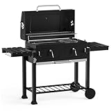 ONLYFIRE Extra großer BBQ Holzkohlegrill mit großem Grillrost und Warmhalterost, Outdoor Grill mit...