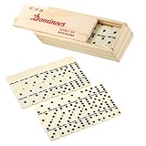 Domino Spiele Classic Line HolzBox mit 28 Dominos Doppel Spieleklassiker Spielsteinen...