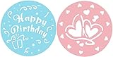 Zenker Kuchen-Deko-Schablonen CANDY, Dekorier-Scheiben mit Herzen und Happy Birthday, Schablone zur...
