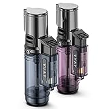 VVAY Lighter Gasfeuerzeug, 3 Jetflamme Sturmfeuerzeug, Nachfüllbar, Einstellbare Jetflame...