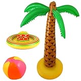 Aufblasbare Palme, 168 cm, Strandball, Sombrero-Hut, mexikanischer Luau, hawaiianischer tropischer...