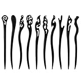 JIYIN 10 Stück Holz Haarstäbchen, Haar Essstäbchen Vintage Haarnadel für Dutts Retro Haarstab...