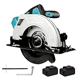Akku-Handkreissäge, 1000W Bürstenlos Akku Kreissäge mit 4000mAh Akkus*2 und Ladegerät, 0-90°...