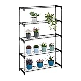 Relaxdays Blumenregal, 5 Ablagen, Blumen- & Pflanzentöpfe, Metall & Kunststoff, HBT: 140x91x28 cm,...