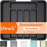 Lifewit Besteckkasten für Schubladen, verstellbarer Kunststoff Organizer Küche Tiefe 31 cm,...
