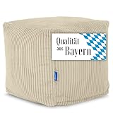 Bruni Sitzwürfel Cubo Cord in Beige – 40x40x40 cm Cord-Sitzwürfel aus Deutschland,...