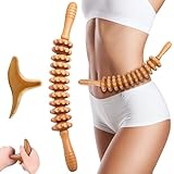 Faszienrolle Holz & Trigger Set,Faszienstab holz+Massagestäbchen Triggerpunkt,Massage Roller mit...