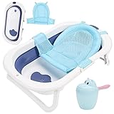 Ikodm 3 in 1 Baby badewanne mit Thermometer | Badematte | Baby-Haarwaschbecher, Ergonomische...