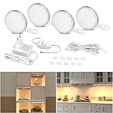 WOBANE LED Schrankbeleuchtung Dimmbar,4er Warmweiß Vitrinenbeleuchtung,Helle Unterbauleuchte für...