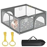 Eikuavons Laufstall Baby 130x130 cm Tragbarer & Leichter Kinderlaufgitter mit Atmungsaktivem Netz...