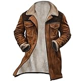 Wintermantel Herren GefüTterte Kurzmantel Trenchcoat - Reverskragen Vintage Cardigan Wildleder...