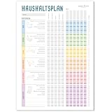 paper&you® Haushaltsplan Block A4 'Rainbow' Putzplan für Familien oder WGs, 50 Blatt - alle helfen...