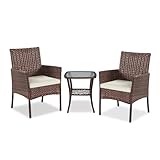 YIYAN 3-teiliges Gartenmöbel-Set für Terrasse, Rattan, Korbstühle, Rasen, Garten, Balkon,...